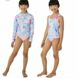Eddie Bauer Girls Size XS 5/6 3 Piece Swim Set NWT